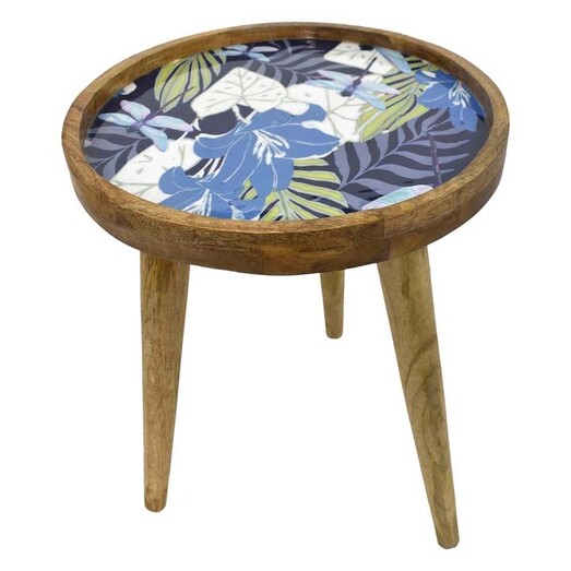 Picture of Tropical Round Wood Table in Blue by Status Collections Picture of Tropical Round Wood Table in Blue by Status Collections