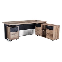 Picture of Trysten Executive Desk in Mahogany/Black by Iniko