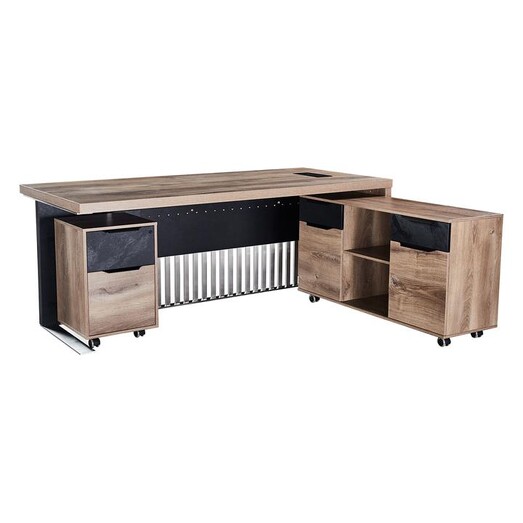 Picture of Trysten Executive Desk in Mahogany/Black by Iniko