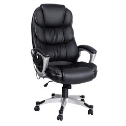 Picture of Tully PU Leather Reclining Massage Office Chair Faux Leather Black Resort Living