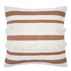 Picture of Tully Tasselled Cotton Cushion in Bisque by Bambury