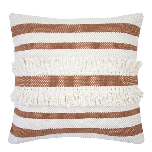 Picture of Tully Tasselled Cotton Cushion in Bisque by Bambury