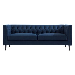 Picture of Tuxedo Velvet Button Tufted 3 Seater Sofa Navy CAFE Lighting & Living