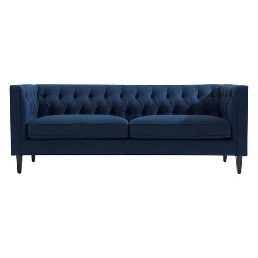 Picture of Tuxedo Velvet Button Tufted 3 Seater Sofa Navy CAFE Lighting & Living