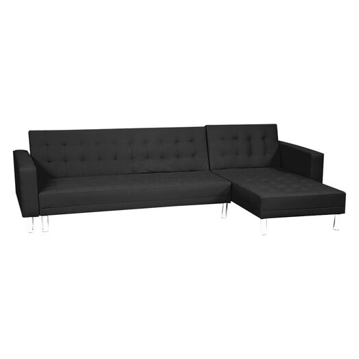 Picture of Ulf 3-Seater Faux Leather Sofa Bed with Chaise Black Unique Home