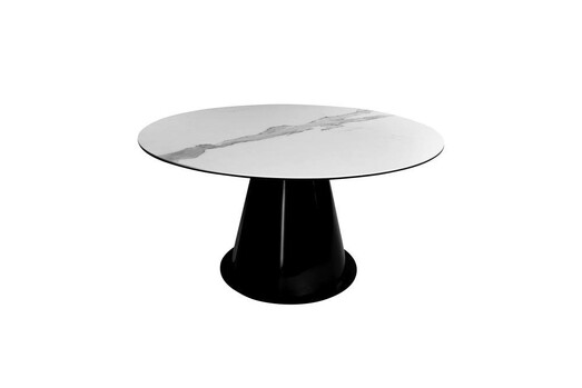 Picture of Ulrich Round Dining Table 150cm - Tempered Glass Ceramid Top - Marbleised White Picture of Ulrich Round Dining Table 150cm - Tempered Glass Ceramid Top - Marbleised White