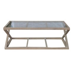 Picture of Valencia Glass Top Coffee Table in Oak by Jac Home Living