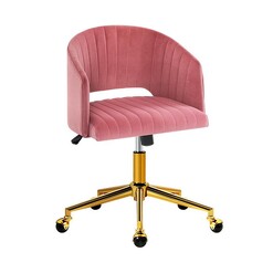 Picture of Velvet Office Chair Executive Computer Chair Adjustable Armchair Work Study Pink