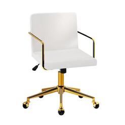Picture of Velvet Office Chair Executive Fabric Computer Chairs Adjustable Work Study White