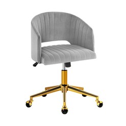 Picture of Velvet Office Chair Fabric Computer Chairs Adjustable Armchair Work Study Grey