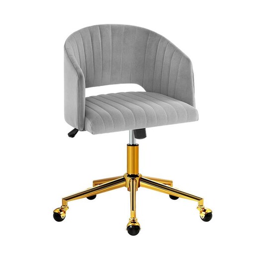 Picture of Velvet Office Chair Fabric Computer Chairs Adjustable Armchair Work Study Grey