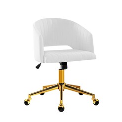 Picture of Velvet Office Chair Fabric Computer Chairs Armchair Vintage Work Study Home White