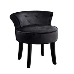 Picture of Velvet Vanity Stool Backrest Stools Dressing Table Chair Makeup Bedroom Black