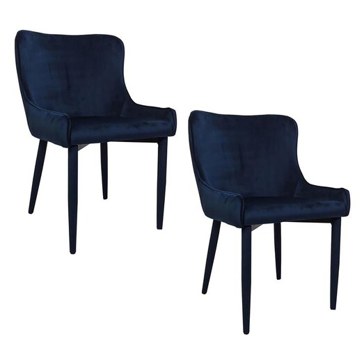 Picture of Vera Set of 2 Velvet Dining Chairs in Navy Blue by Bay Road Designs