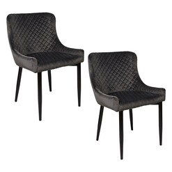 Picture of Vera Set of 2 Velvet Dining Chairs Pebble Grey Bay Road Designs