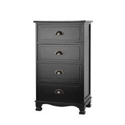 Picture of Vintage Bedside Table Chest 4 Drawers Storage Cabinet Nightstand Black