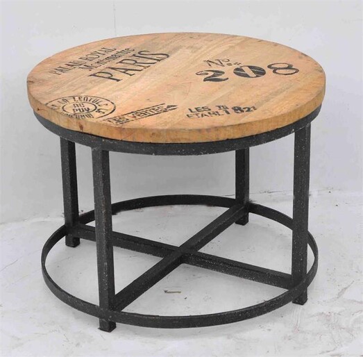 Picture of Vintage Rustic Round Hardwood Coffee Table