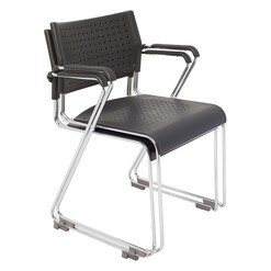 Picture of Visitor Chair with Arms Plastic Black Rapidline