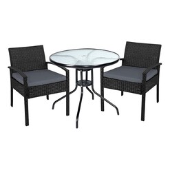 Picture of Volund 3-Piece Bistro Set Wicker Black Frisse Outdoors