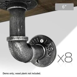 Picture of Wall Shelves Industrial Display Bookshelf DIY Pipe Shelf Rustic Brackets