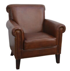 Picture of Walter Vintage Distressed Rich Brown Leather Armchair Relaxing Accent Chair