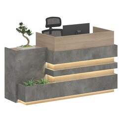 Picture of Waltrip Reception Desk with Left Panel MDF Acacia/Carbon Grey Iniko