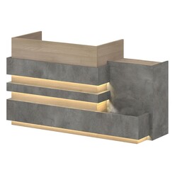 Picture of Waltrip Reception Desk with Right Panel MDF Acacia/Carbon Grey Iniko