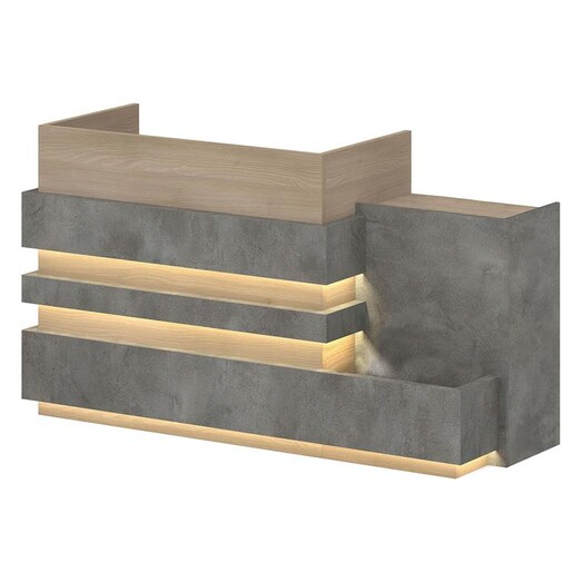 Picture of Waltrip Reception Desk with Right Panel MDF Acacia/Carbon Grey Iniko