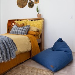 Picture of Washed Canvas Mini Triangle Bean Bag Cover in Blue by Mooi Living