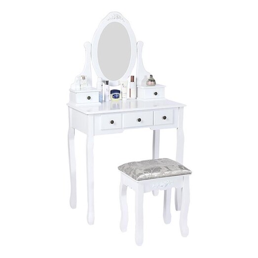 Picture of White Timber Dressing Table & Stool Wood Dreamo Living Picture of White Timber Dressing Table & Stool Wood Dreamo Living