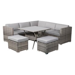 Picture of Wicker 8-Piece Outdoor Sofa Dining Set Polyethylene Grey Dreamo Living
