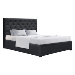 Picture of Wilken Double Size Gas Lift Bed with Storage Fabric Grey Resort Living