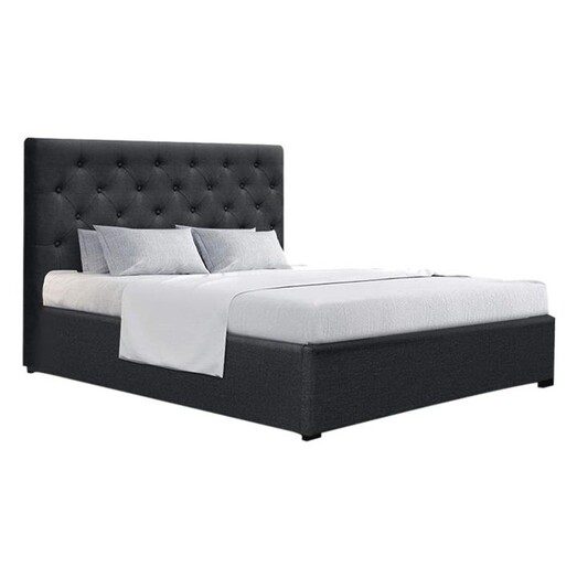 Picture of Wilken Double Size Gas Lift Bed with Storage Fabric Grey Resort Living