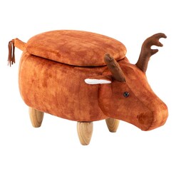 Picture of Wilson Deer Kids' Storage Ottoman Fabric Brown E-living