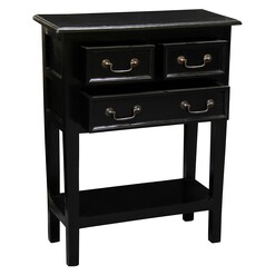 Picture of Winston 3 Drawer Timber Side Table Mahogany Black Kayu Estate