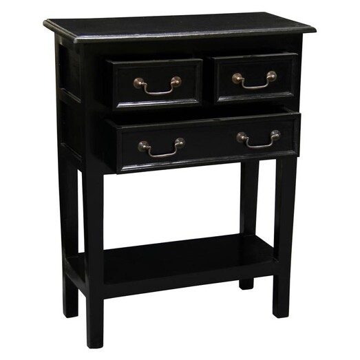 Picture of Winston 3 Drawer Timber Side Table Mahogany Black Kayu Estate