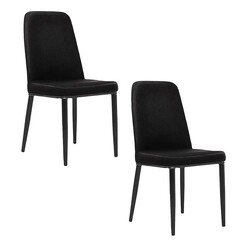 Picture of Wolfe Set of 2 Upholstered Dining Chairs Fabric Black Resort Living
