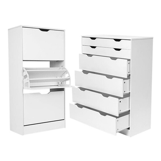Picture of Wooden Chest of Drawers & Shoe Cabinet Set in White by HelloFurniture