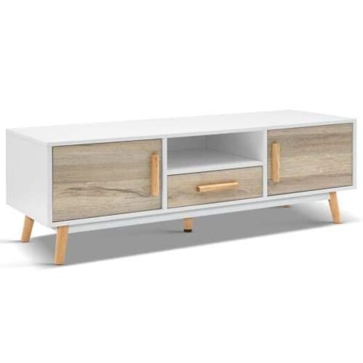 Picture of Wooden Entertainment Unit - White & Wood Picture of Wooden Entertainment Unit - White & Wood