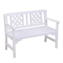 Picture of Wooden Garden Bench 2 Seat Patio Furniture Timber Outdoor Lounge Chair White