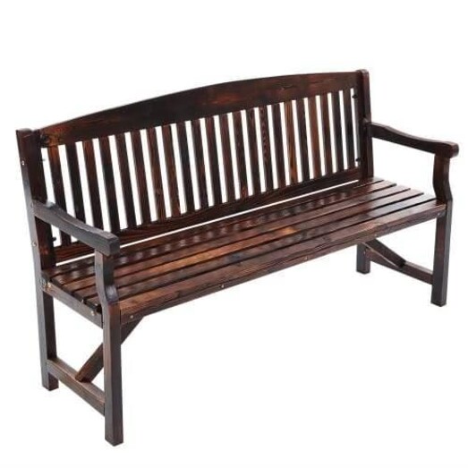 Picture of Wooden Garden Bench Chair Natural Outdoor Furniture Décor Patio Deck 3 Seater