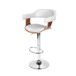 Picture of Wooden PU Leather Bar Stool - White and Chrome