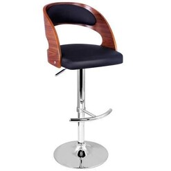 Picture of Wooden PU Leather Gas Lift Bar Stool - Black and Wood