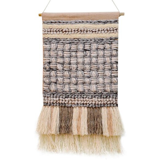 Picture of Woven Wall Hanging with Fringe in Grey by Artisan Decor
