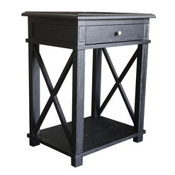 Picture of X-Brace Oak Side Table Size Large in Black by Jac Home Living