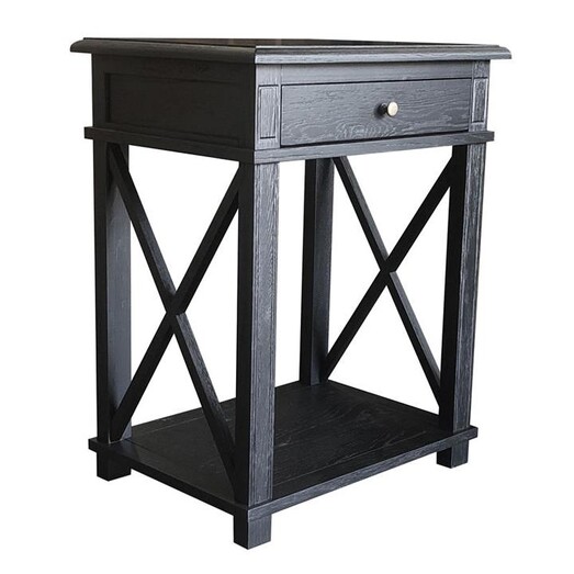 Picture of X-Brace Oak Side Table Size Large in Black by Jac Home Living