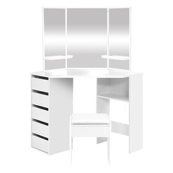 Picture of Xaviero Corner Dressing Table with Stool Chipboard White Resort Living
