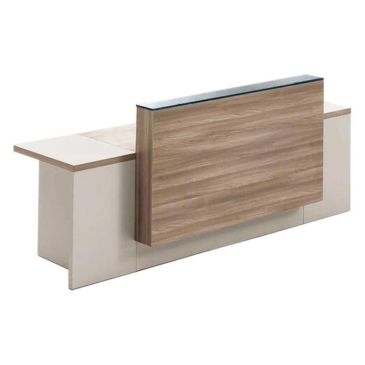 Picture of Yancy Reception Desk MDF Light Walnut/Warm White Iniko