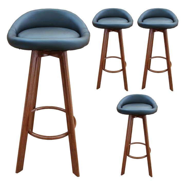 Picture of Zach Set of 4 Faux Leather Bar Stools in Black by HEQS