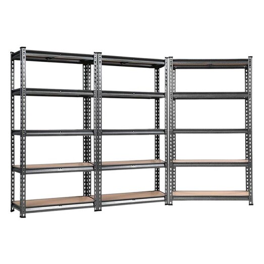 Picture of Zakaria Set of 3 Garage Storage Shelves Steel Matte Black/Natural Resort Living